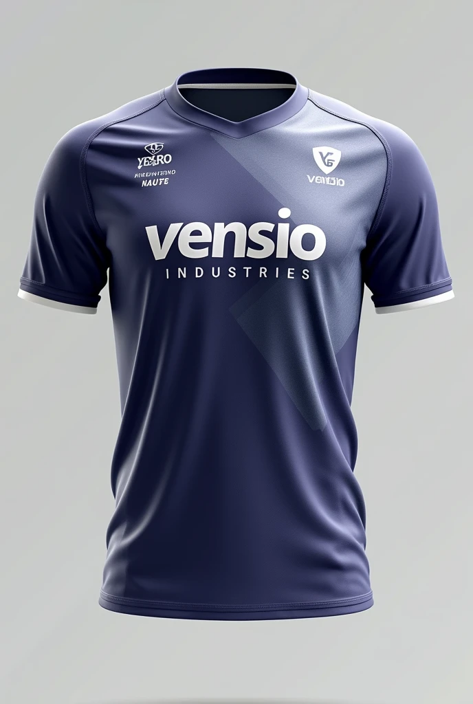 create sublimated badminton shirt with VENSIO INDUSTRIES logo letters on it without wearing with 1:1 ratio
