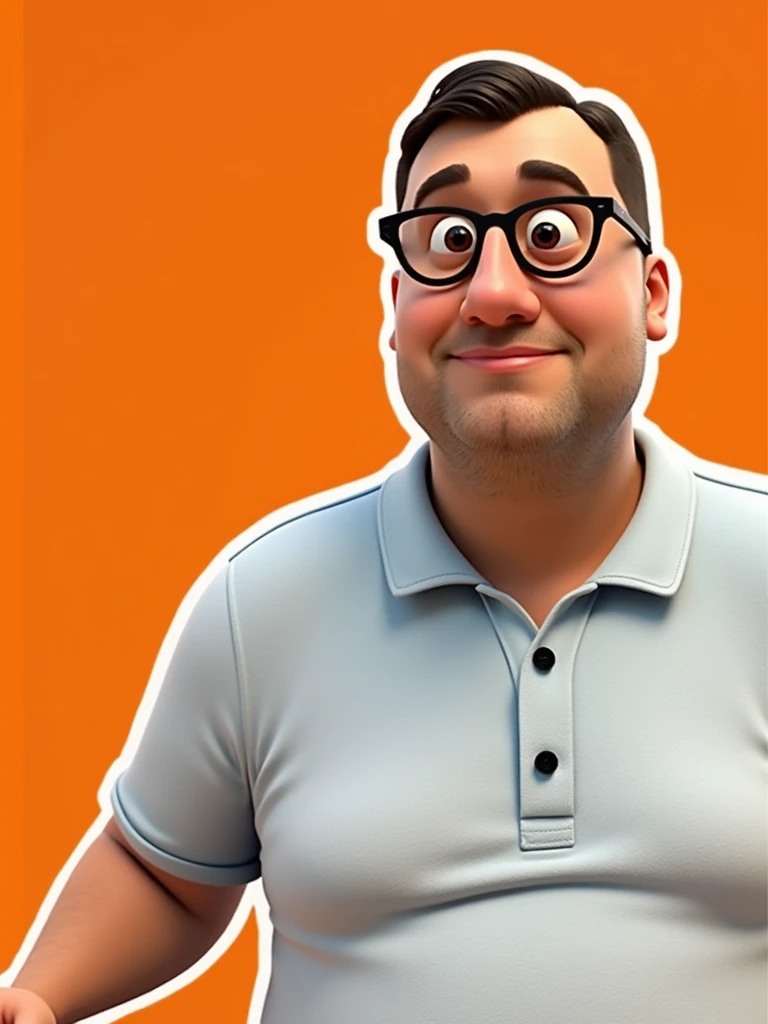 Cartoon character of a man in black glasses and blue shirt, an animated character, stylized character, animation style rendering, 3d stylized, Arnold Maya rendering, Stylized 3D rendering, toon render screenshot, 3d character, 3d character, Stylized 3D rendering, 3D character rendering, cartoon character, Personagem de close up, character posing, (Pixar-style) (master part:1.2) (bokeh) (best qualityer) (skin detailed) (detailed texture) (8k) (Argilla) (cinematic lighting) (sharp focus,Sit down and lift your upper body