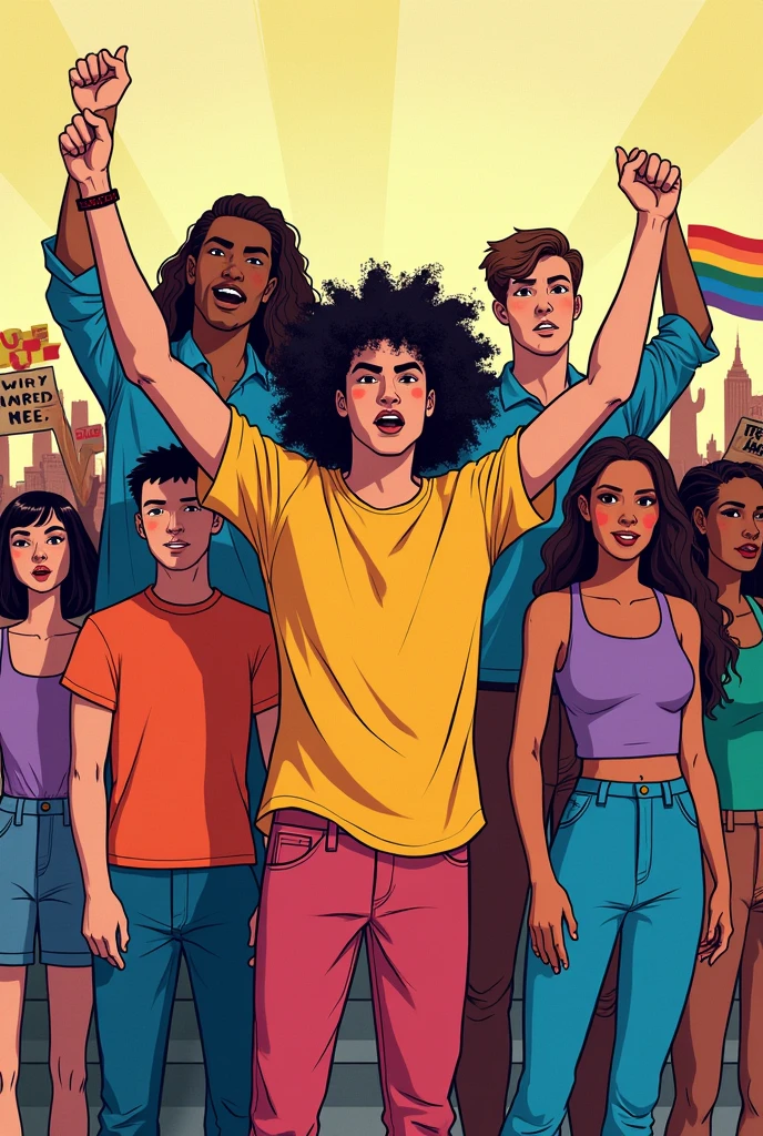 Sketches of LGBT community fighting against discrimination easy cartoon drawing