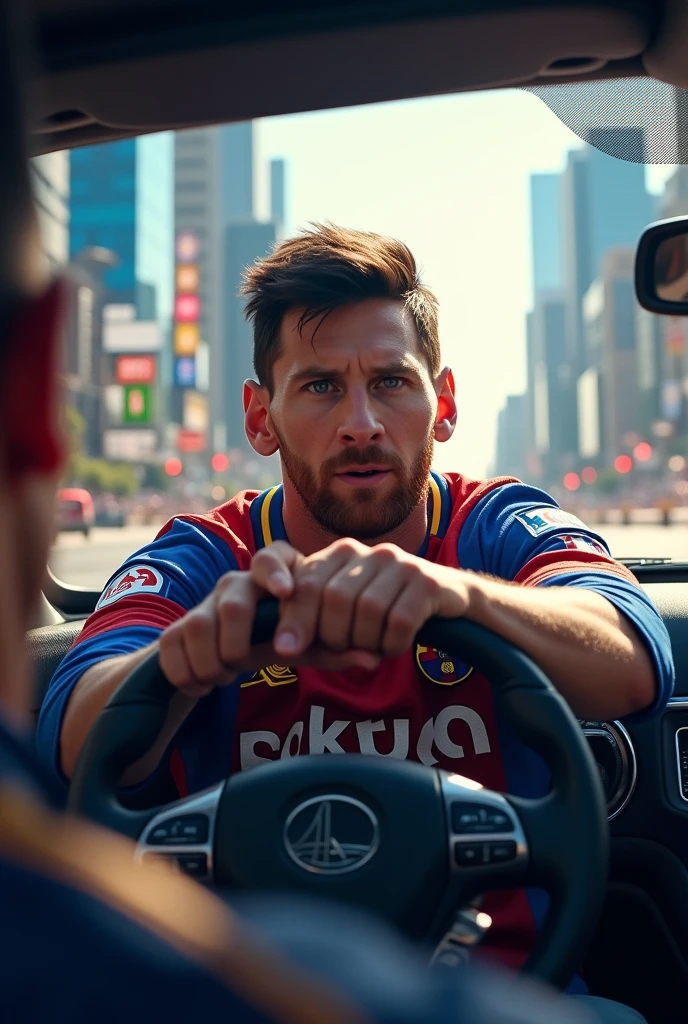Messi driving car