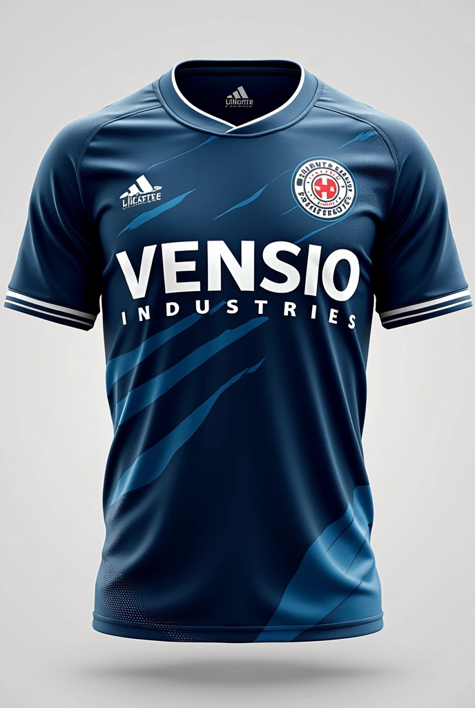 create sublimated sports jersey with VENSIO INDUSTRIES logo letters on it without wearing with 1:1 ratio