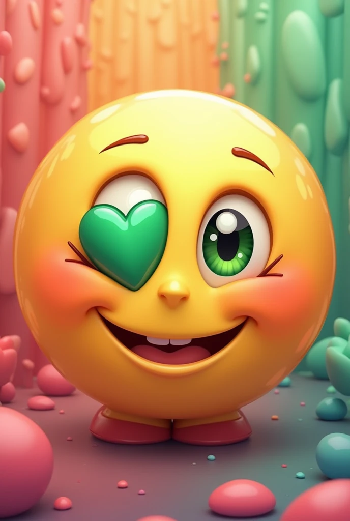 green heart eye smiley face emoji