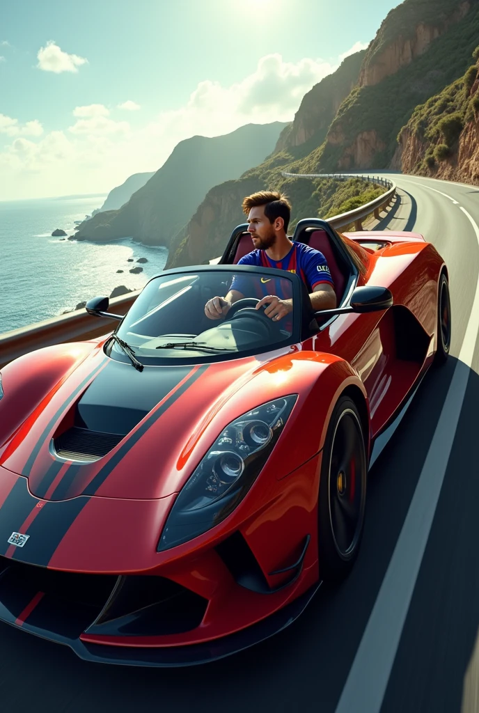 Messi driving car 4k