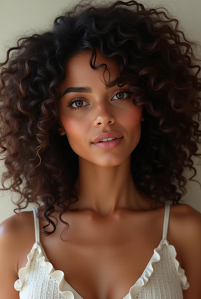 woman with curly hair 3x4