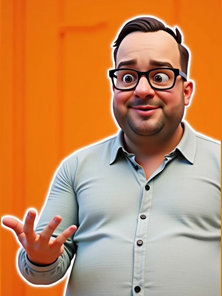 Cartoon character of a man in black glasses and blue shirt, an animated character, stylized character, animation style rendering, 3d stylized, Arnold Maya rendering, Stylized 3D rendering, toon render screenshot, 3d character, 3d character, Stylized 3D rendering, 3D character rendering, cartoon character, Personagem de close up, character posing, (Pixar-style) (master part:1.2) (bokeh) (best qualityer) (skin detailed) (detailed texture) (8k) (Argilla) (cinematic lighting) (sharp focus,Sit down and lift your upper body
