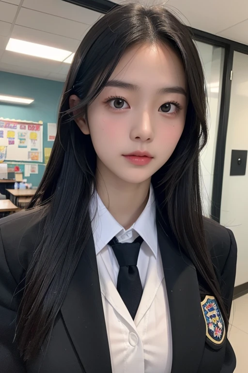 Asian、model、Black Hair、Long Hair、Big Breasts、Topless、school uniform、School