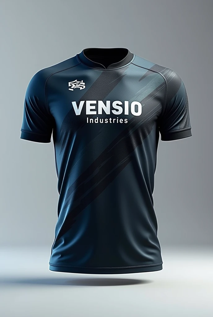create sublimated badminton jersey with VENSIO INDUSTRIES logo letters on it without wearing with 1:1 ratio 