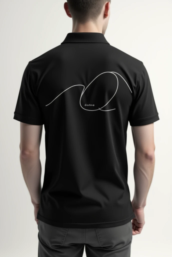 Camisa polo black, name system development top, back part da camisa , minimalist systems art, back part , just shirt , black