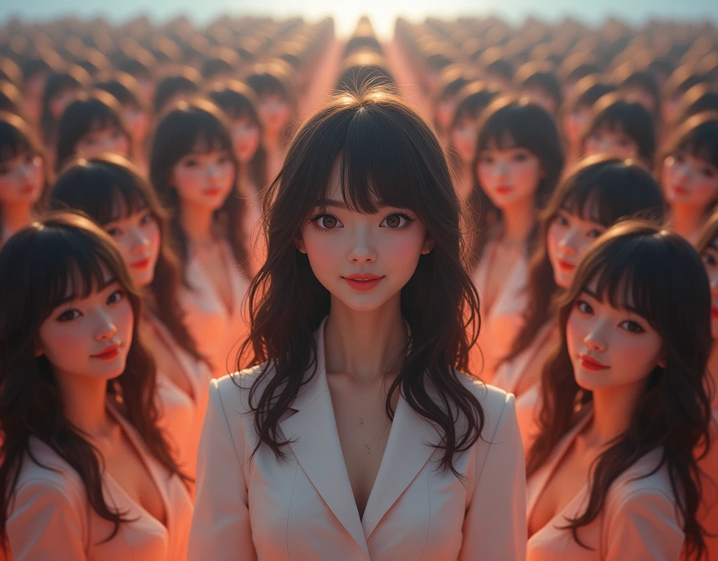 [Japanese Clone girls=Myself], [Perfect Clone girls Raw Photography Art], [16K, Highest quality, Ultra-high resolution], (((Unrealistic, Unprecedented sight, hyperdimensional space, A sight beyond imagination, (((A world of mass proliferation of myselves, Ultra-realistic)))))), (Japanese, woman, 25-year-old, Saito-Asuka), ((Small face, Brown and black hair, Semi-long hair)), ((Very beautiful detailed girls, Accurate body structure, Very detailed and perfect super busty body)), ((amazing super big tits, Large, swelling breasts)), (Dark Eyes, Mature face, Cute Smile, A gentle gaze), (((A very happy smile))), [[(((((Very detailed, 1girl→1,000,000,000,000,000,000,000,000,000,000,000,000,000cloning girls))))), (((((Extremely detailed and precise depiction of the double, Perfectly the same girl, The exact same smile, Perfect matching hairstyle, Perfect same clothes, Exactly the same height, Perfect same super busty))))), (((((Myself only))))), (((Filling the Earth 1,000,000,000,000,000,000,000,000,000,000,000,000,000 Myself, Super dense, Super denseの中心に広くフォーカス, I&#39;m happy to be surrounded by countless versions of myself, I want to drown in love with countless versions of myself., I want to be drowned in love with countless versions of myself around me., Holding hands, hug, hug, kiss, Touching breasts))), (((The sight of the ultimate super-crowded, 異常なSuper dense, Countless Myselves multiplying, our bodies pressed together in a super-packed space))), ((Bright and soft light)), (((Very wide field of view, Very detailed, Detailed depiction of the proliferation of Myself with a sense of depth, More accurate depiction with a wide-angle lens aperture of 22)))), Anywhere Angle