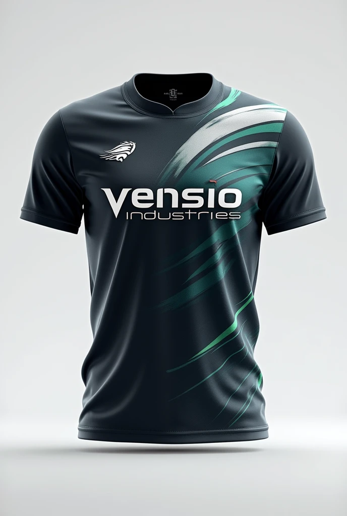 create sublimated badminton jersey with VENSIO INDUSTRIES logo letters on it without wearing with 1:1 ratio