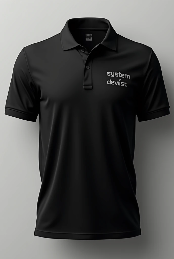 Camisa polo black, name system development top, back part da camisa , minimalist systems art, back part , just shirt , black. Designing the system