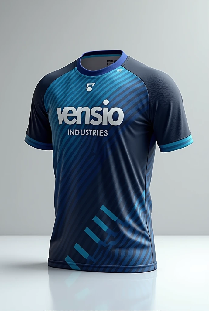 create sublimated badminton jersey with VENSIO INDUSTRIES logo letters on it without wearing with 1:1 ratio