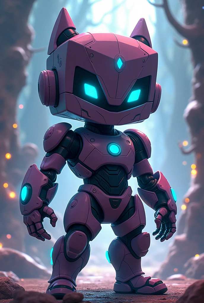 square shape , strong , fantasy , magical , sic-fi , anime ,full body , cool , chibi