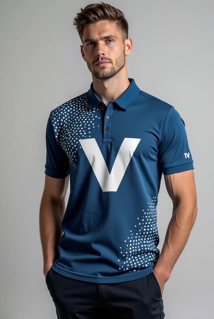 create sublimated polo shirt with VENSIO INDUSTRIES logo letters on it without wearing with 1:1 ratio