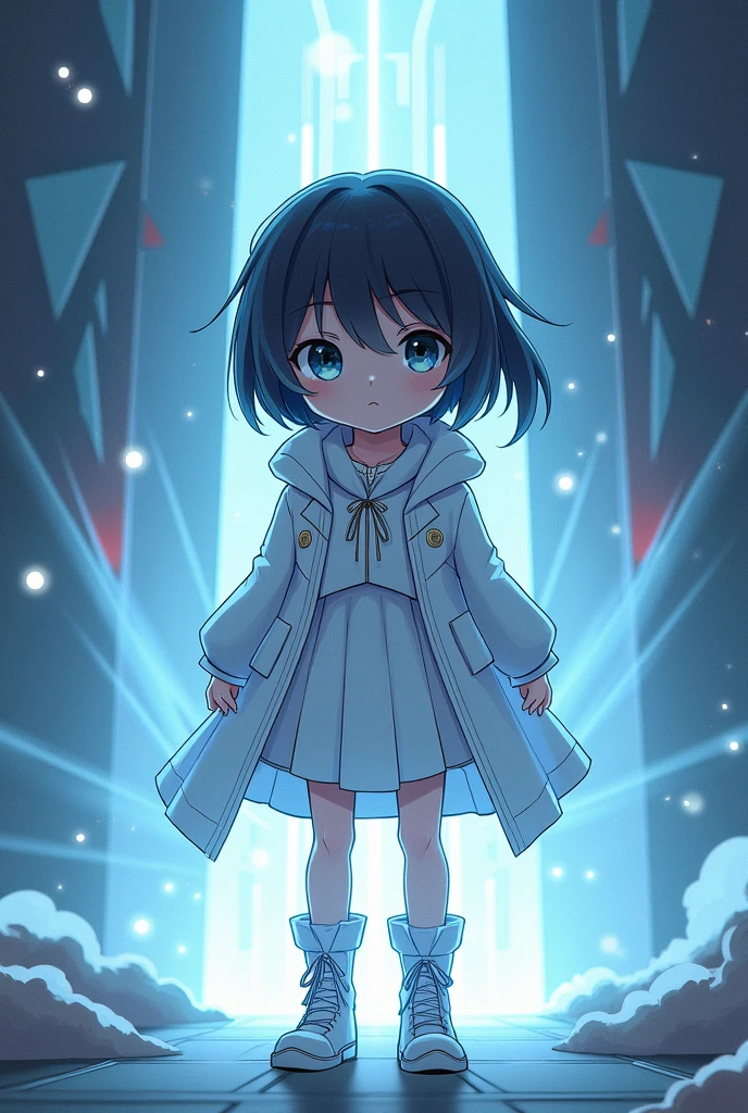 square shape , girl, strong , fantasy , magical , sic-fi , anime ,full body , cool , chibi