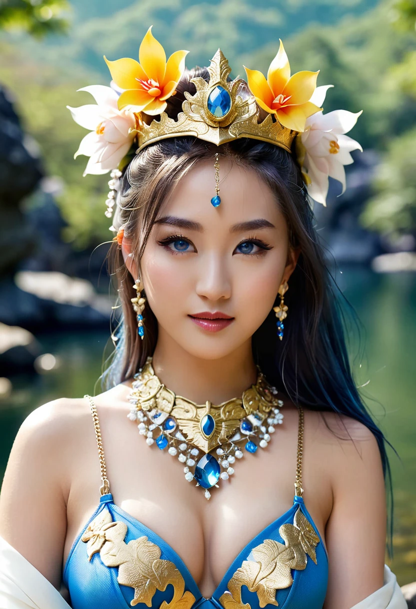 (intense chest expression),highest quality、masterpiece、Super high resolution、(ゴールドdragon armor)、(((big breasts))),dragon armor、(((large floral ornament on the head))),(((Micro bikini with attention to detail))),(wears a beautiful crown made of precious stones),(Photoreal:1.4)、RAW photo、1 girl、(((random hair))、(((take various poses)))、glowing skin、(((White Chinese Dragon)))、intricate and gorgeous hair ornaments、(Looks like a gorgeous jewelry necklace)、(whole body angle)、(fight big dragonet bikini)、((beautiful lake background)),(beautiful forest background)、sheer cliff、(castle background)、((Super realistic details))、Portrait、global illumination、(sexy pose)、Shadow、octane rendering、8K、super sharp、big breasts、Raw skin exposed in the cleavage、Metal、intricate decorative details、Japan details、very intricate details、blue eyes、Eyes shining towards the camera、two stock、(whole body angle)、(veil)、(((heavy big))),((she is wearing a beautiful jeweled bangle.)),