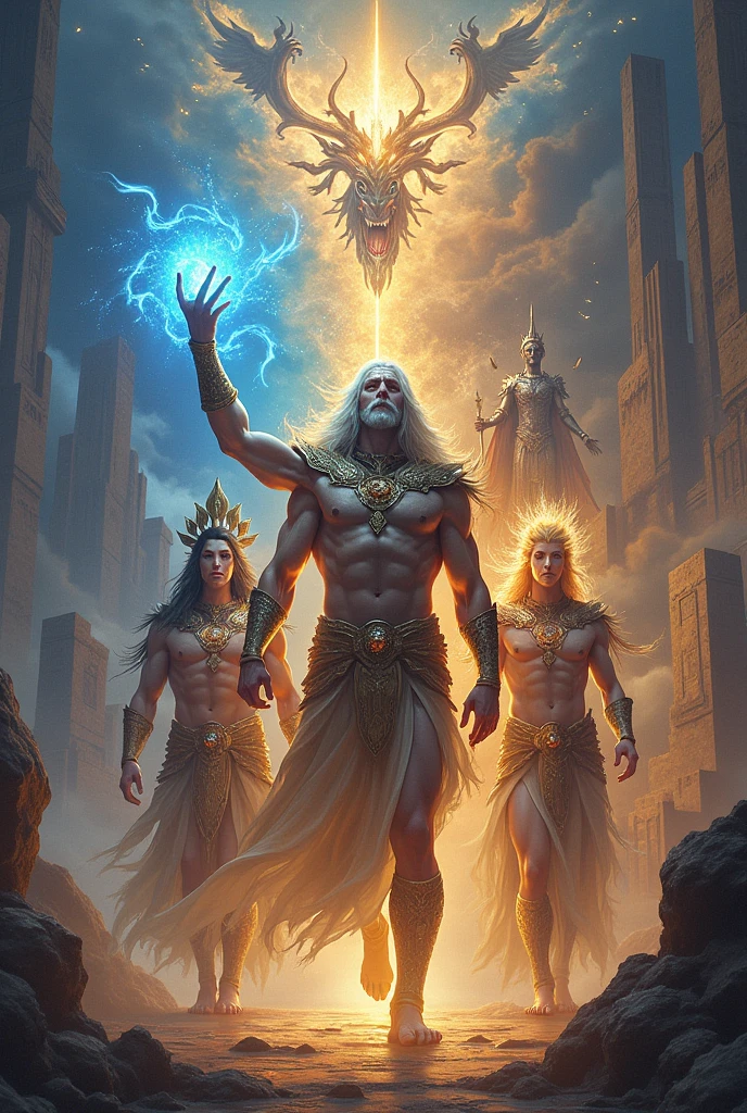 Make a drawing of Each one had his own domains and powers mythological gods