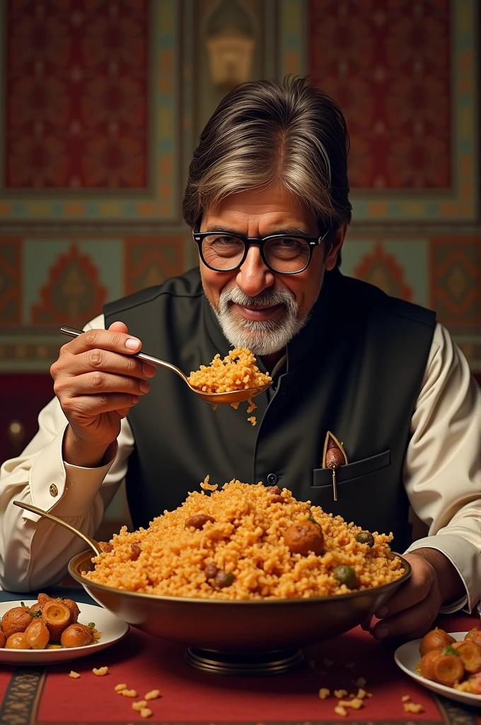 Amitabh bachan eating biryani