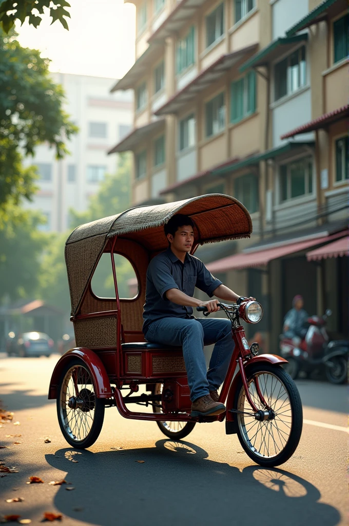 Old tranditional rickshaw malaysia, background malaysian flat