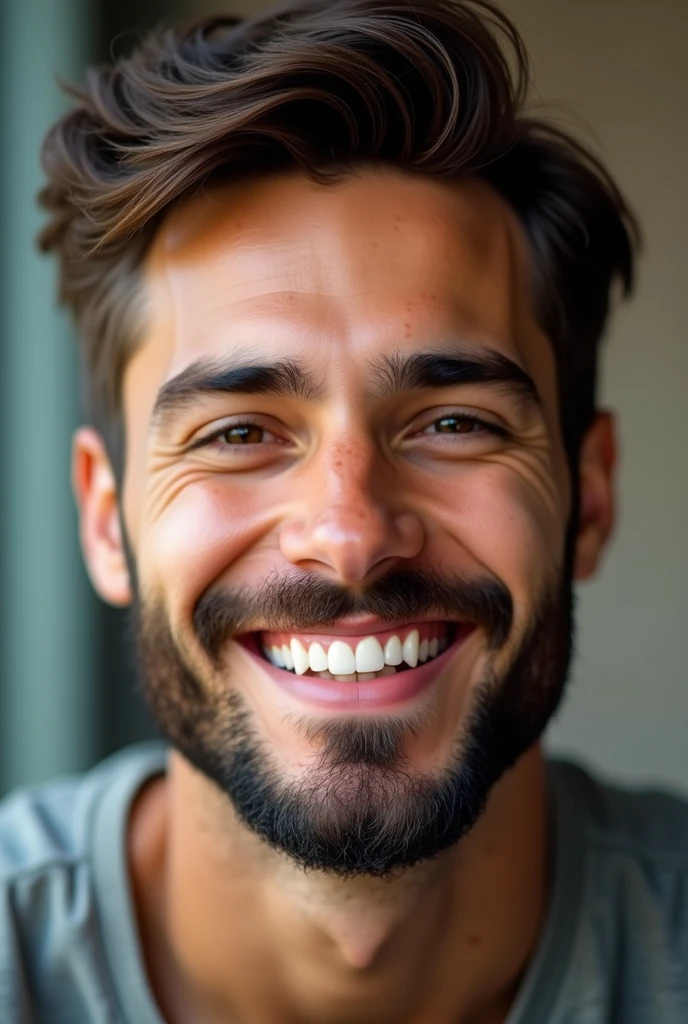 Young Man with a beard and smiling