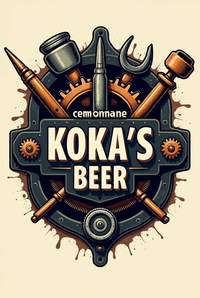 Logo for my company, should be manly, and rugged. use gears, copper and tools, and my company name, “Koko׳s homemade beer” as a centrepiece.