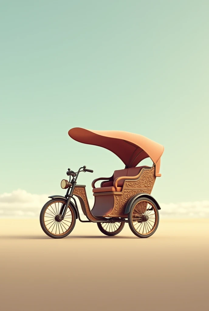 Old tranditional rickshaw, malaysia flat background