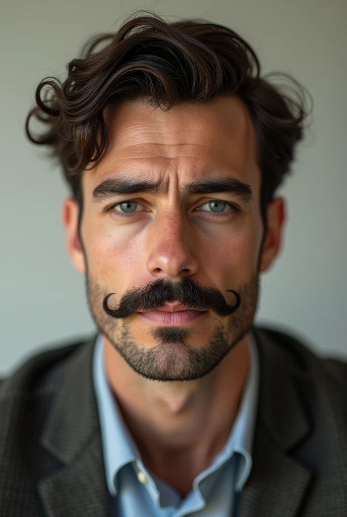 Man with medium size here without beard have a moustache