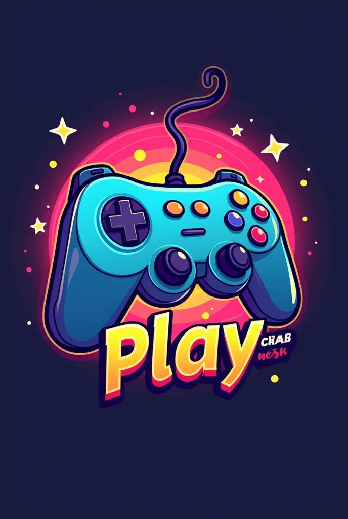 Logo for an amusement park based on a video game controller and saying nesl play