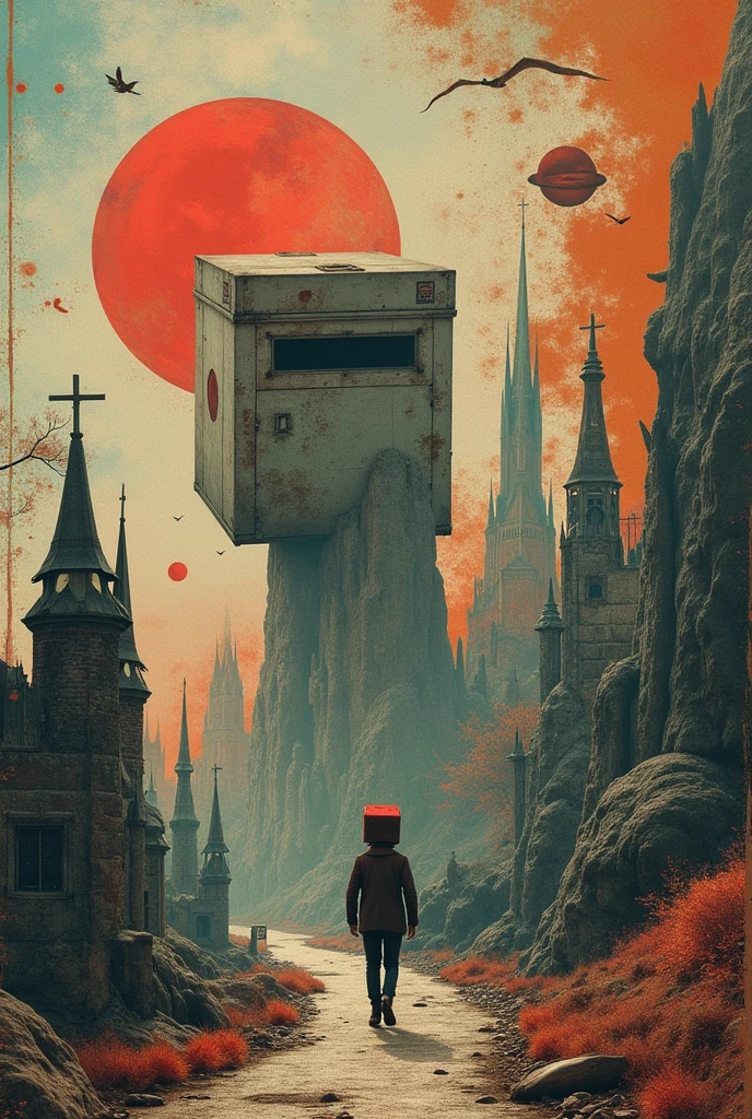 Create a collage of a movie and its sequels called the order from 1 to 3. The sign is of an order that does not reach its destination. It is lost and looks for all the ways to get there. Let the protagonist be a box and let the title of the movie be seen. Give me images for its sequels.