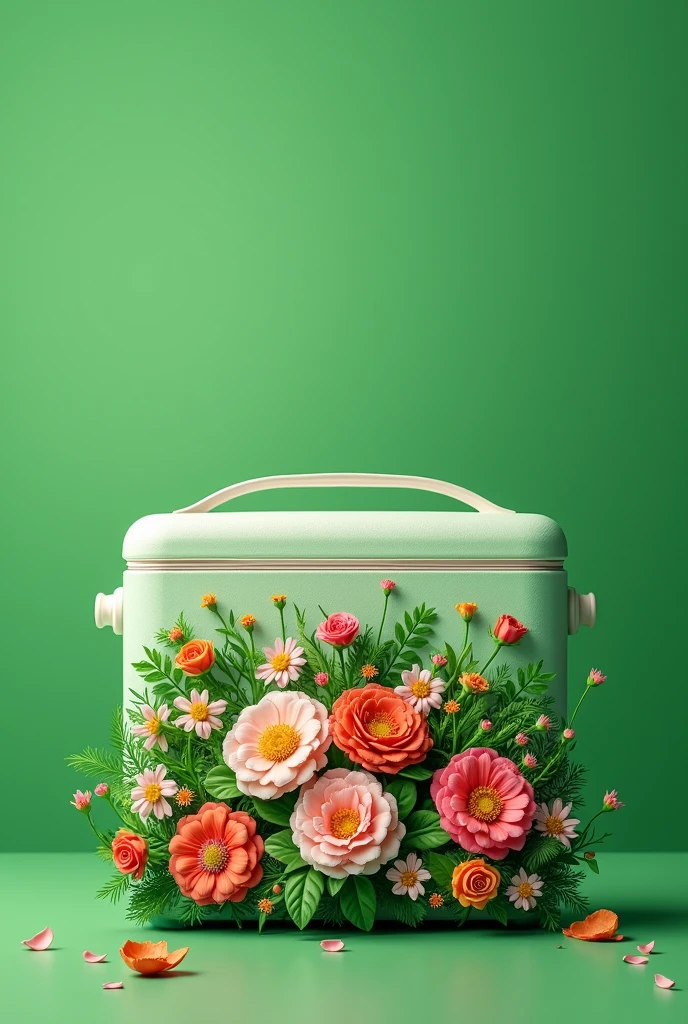 Give me a design for a panjabi cooler will green and flower Ambush design generate a image