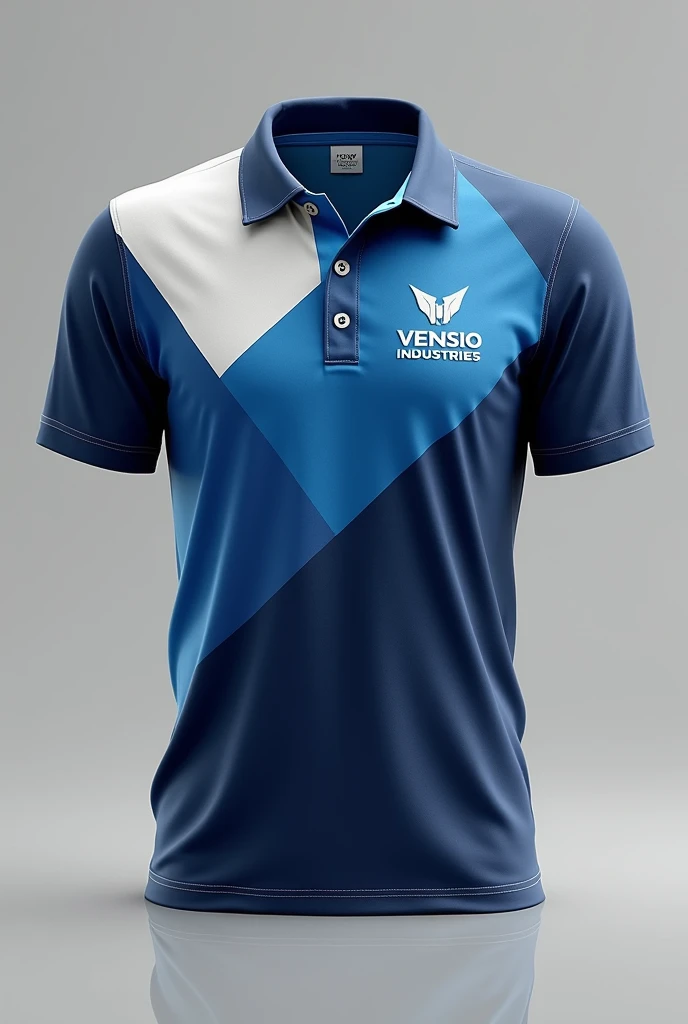 create a sublimation polo shirt with VENSIO INDUSTRIES letters on it and without wearing charming background