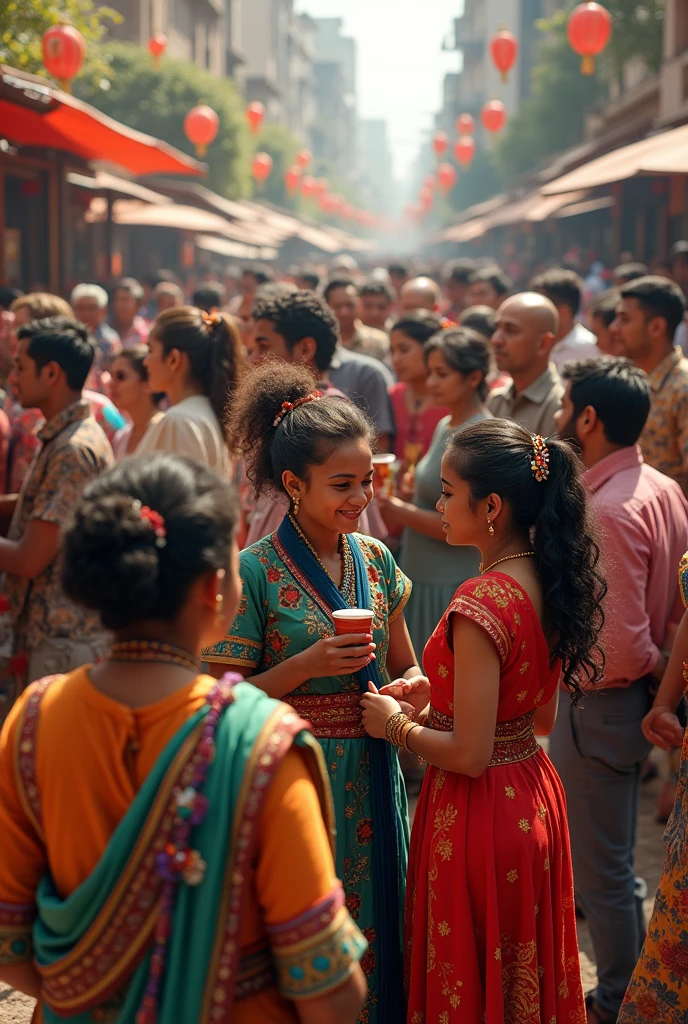 Many people from different cultures going