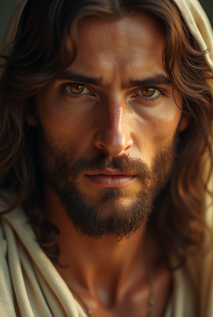 Jesus staring at you light brown eyes