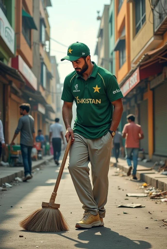 Babar azam cleaning streets
