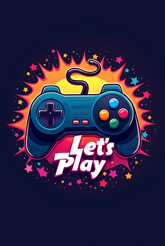 Logo based on a video game control and that says let&#39;s play that is colorful 