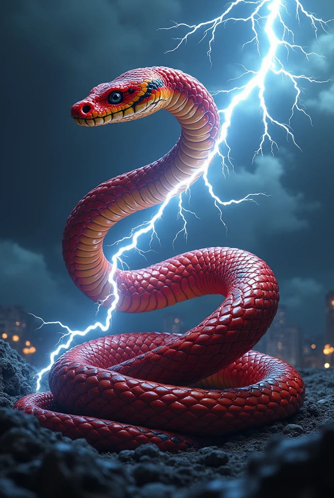 I want a picture of a coral snake wrapped around a lightning bolt
