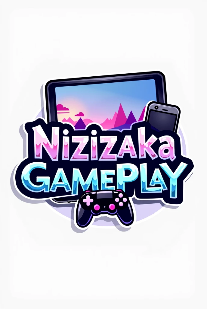create a logo for my gameplay channel with the name of the channel it needs to contain a cell phone a controller and a pc AND THE CHANNEL NAME @nisizakagameplay