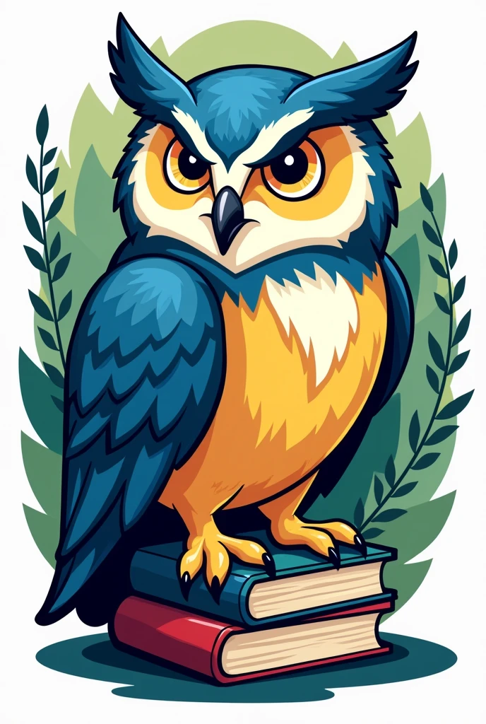 Help me create a mascot for my work institution, which is based on education, do it like an owl the colors we use are blue, yellow and green, Give me designs with different animals