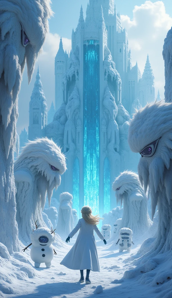 Snow monsters attack queen elsa's ice palace Queen elsa and Minion wear scientist outfits Fight the snow monsters together