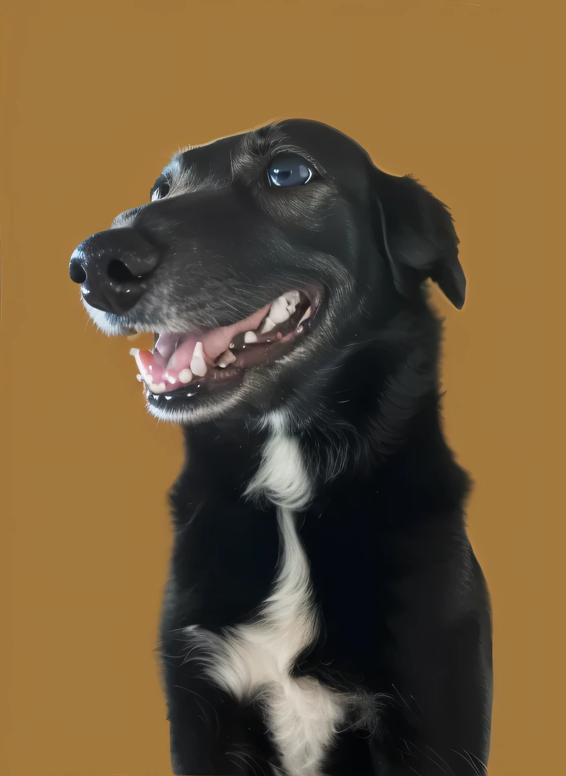 a very cute furry dog, hairs drawn like cartoon, perfectly drawn eyes, eyes like a cartoon drawing, beautiful eyes, perfect eyes, she is very happy, she is smiling, the image is very detailed