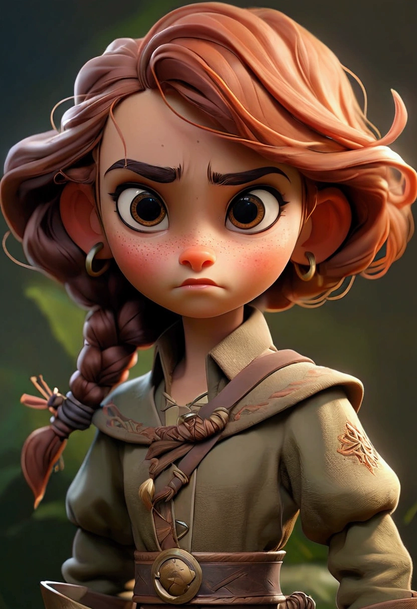 A brave young girl named Jooli, with a confident expression and adventurous attire.