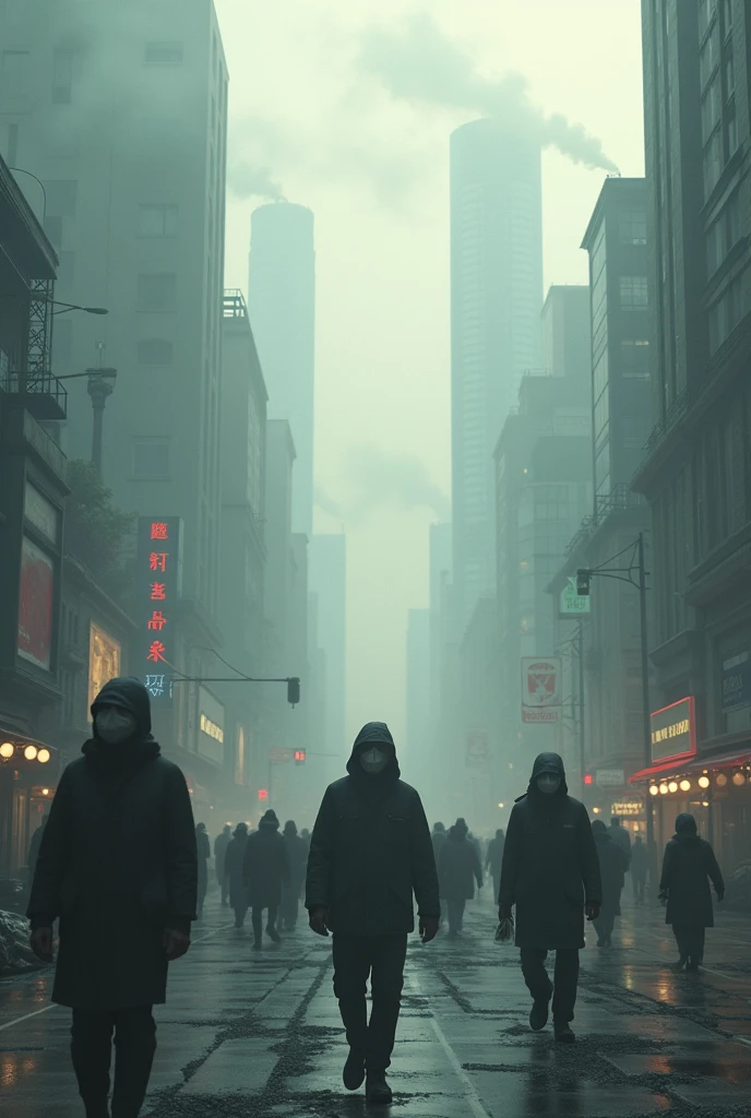 Create a image about city pollution  in real life