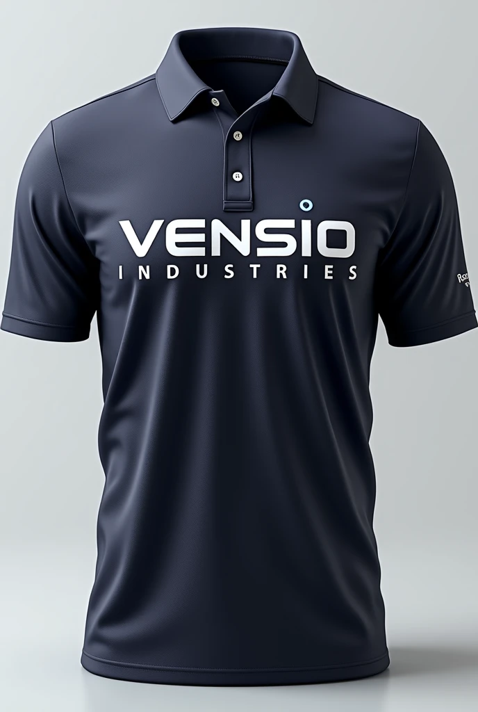 create a sublimation polo shirt with VENSIO INDUSTRIES letters on it and without wearing Motocross background