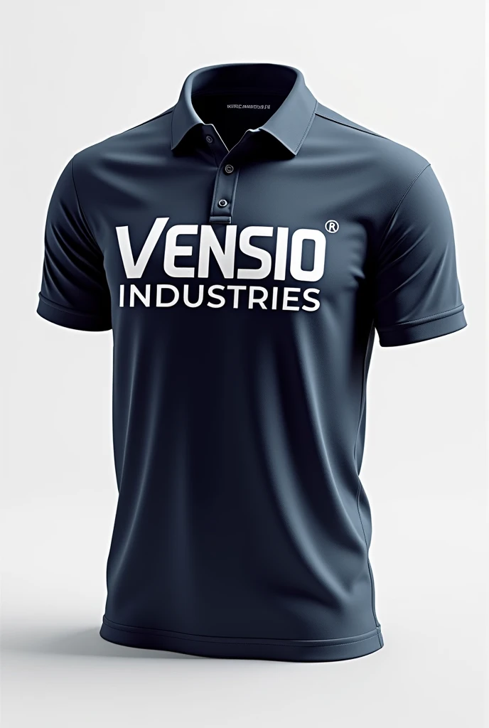 create a beautiful sublimation polo shirt with VENSIO INDUSTRIES letters on it and without wearing charm background