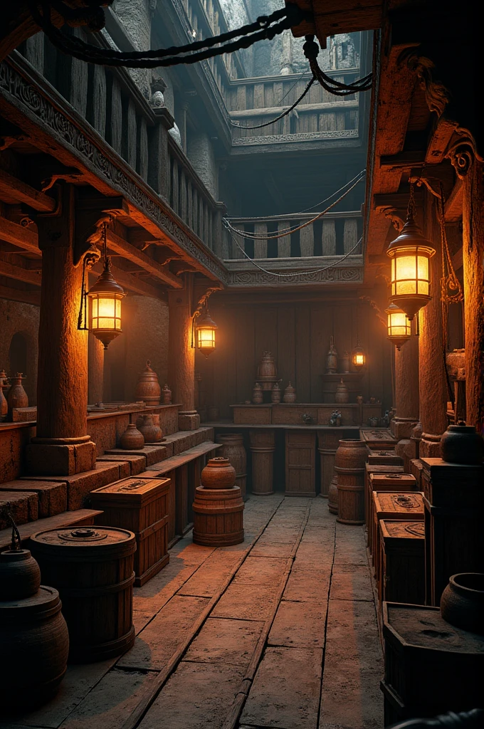 Create the interior of Columbus' ship without anyone just the background