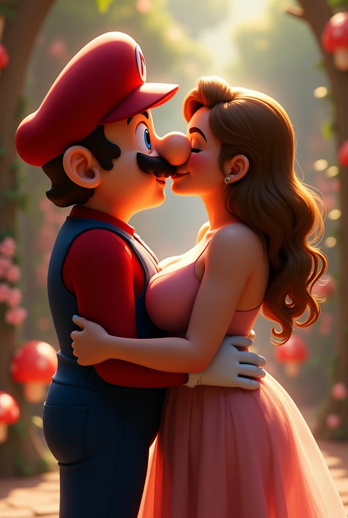 Mario kisses with breasts