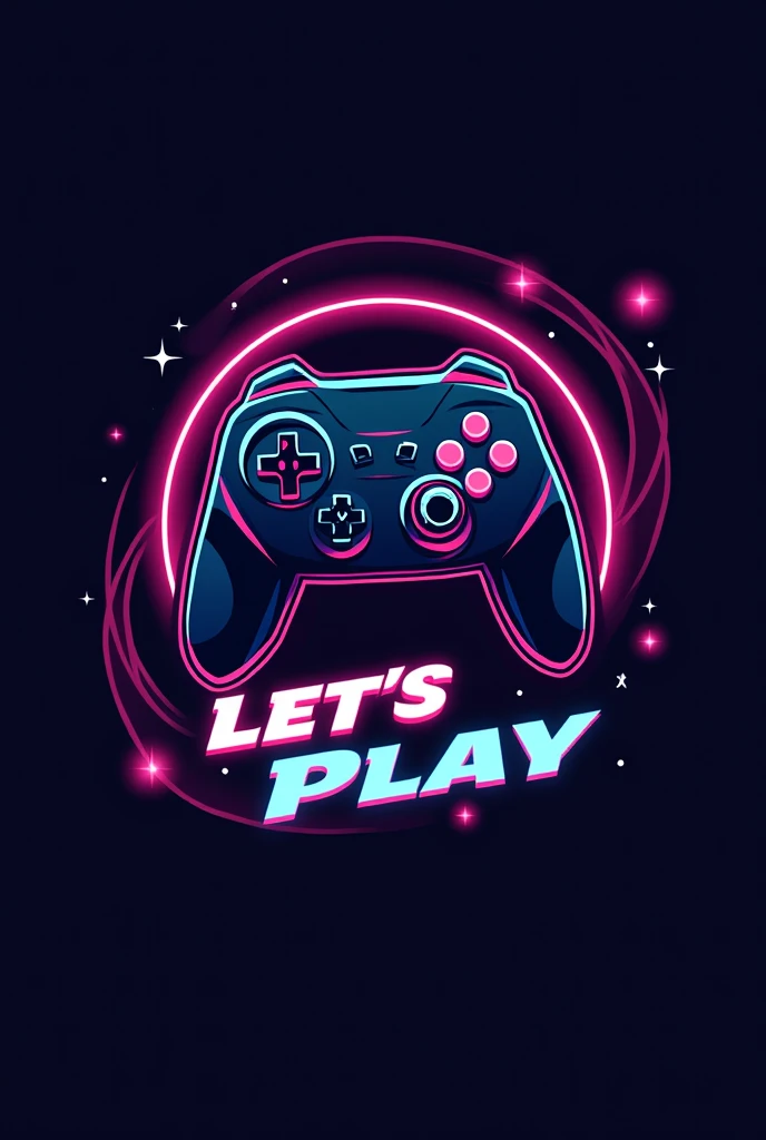 Logo based on a video game controller and saying let's play based on a go kart circuit