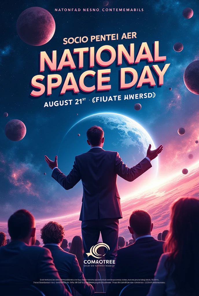 I want to generate a flyer on the event of national space day, as a oration is taking place on 21st of August it should be realistic it should be also in like space view