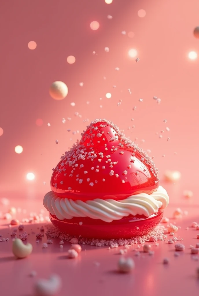Make a creative strawberry gel with frosting inside, creative and magical , Single , Striking and luxurious, from the world of candy