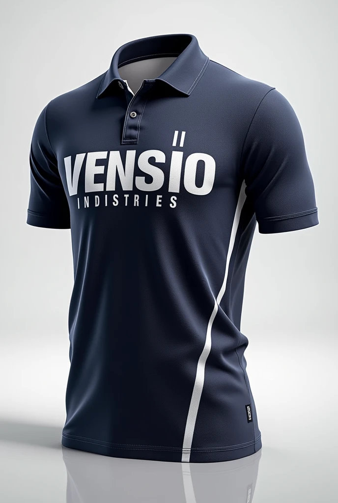 create a beautiful sublimation polo shirt with VENSIO INDUSTRIES letters on it and without wearing charm background